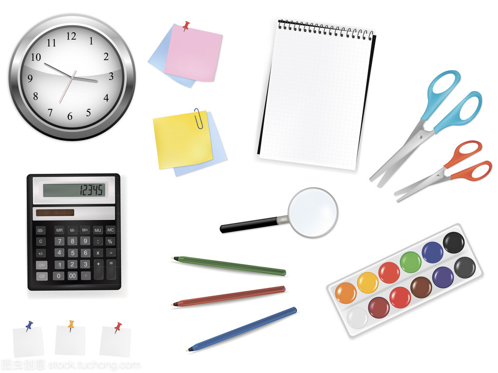 矢量办公用品 高效与创意的完美融合